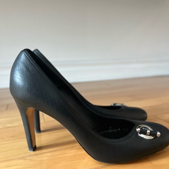 Vintage Dior Black Leather Heels with Silver Accents - Picture 2 of 5